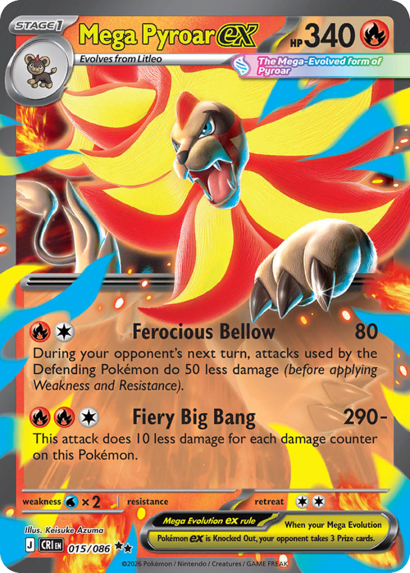 Mega Pyroar ex - CRI 015/086 (Double Rare) English Chaos Rising 2026