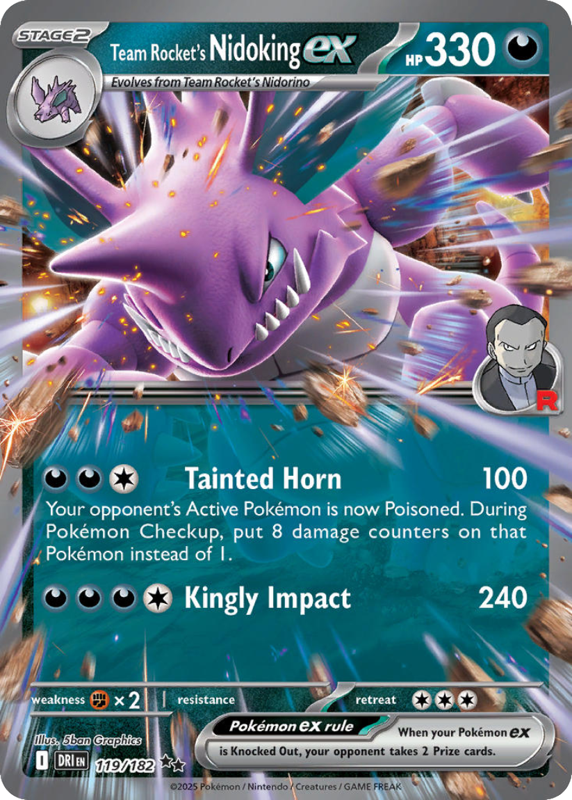 Team Rocket’s Nidoking ex - DRI 119/182 (Double Rare) English Destined Rivals 2025