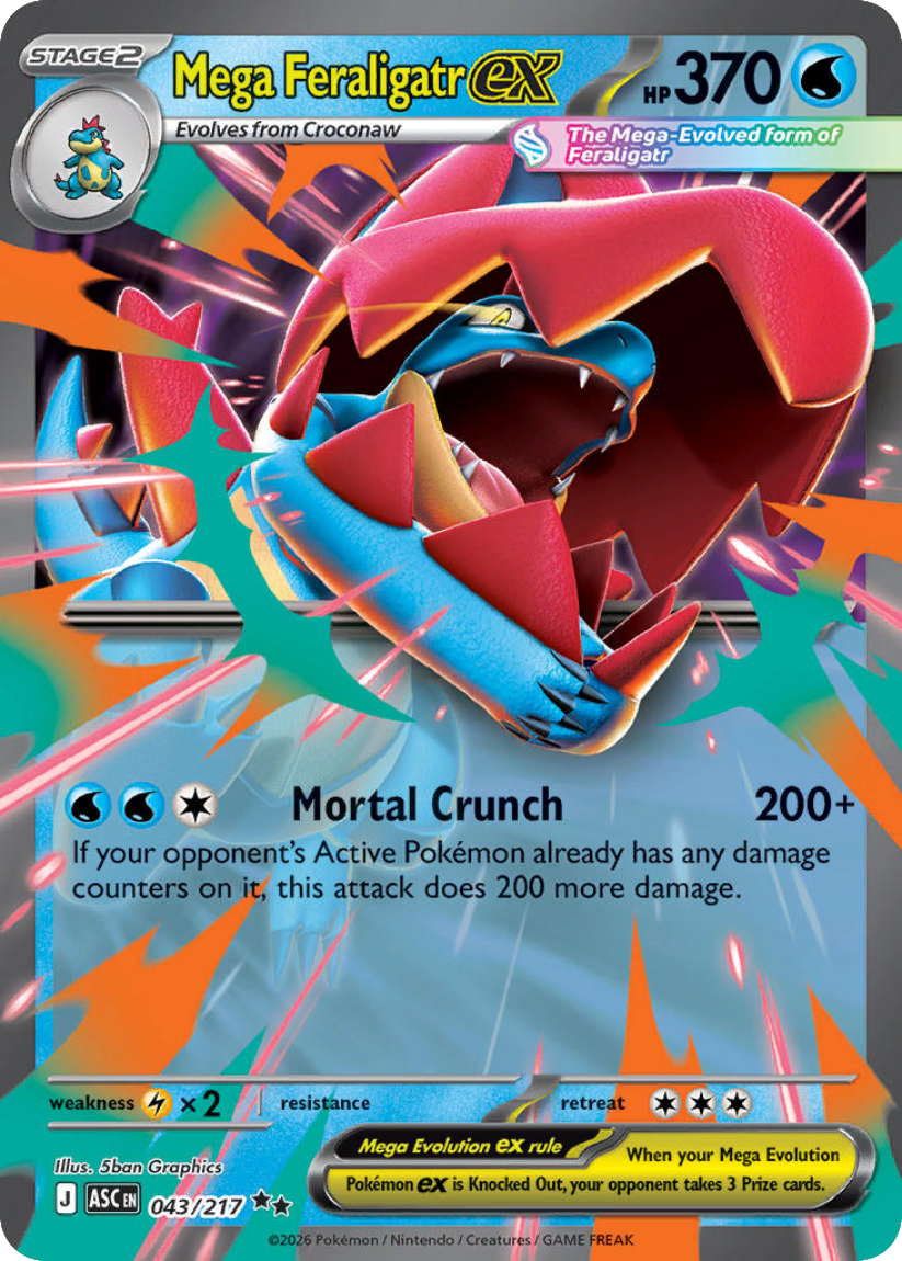 Mega Feraligatr ex - ASC 043/217 (Double Rare) English Ascended Heroes 2026