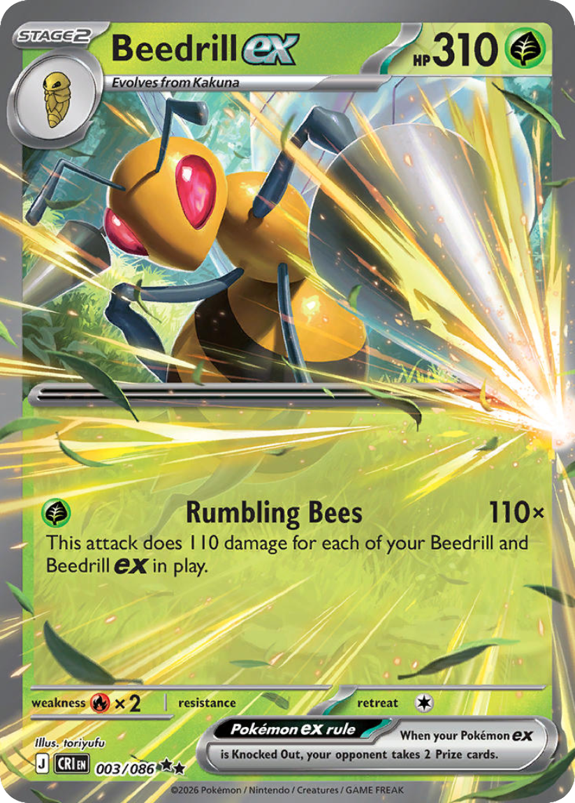 Beedrill ex - CRI 003/086 (Double Rare) English Chaos Rising 2026