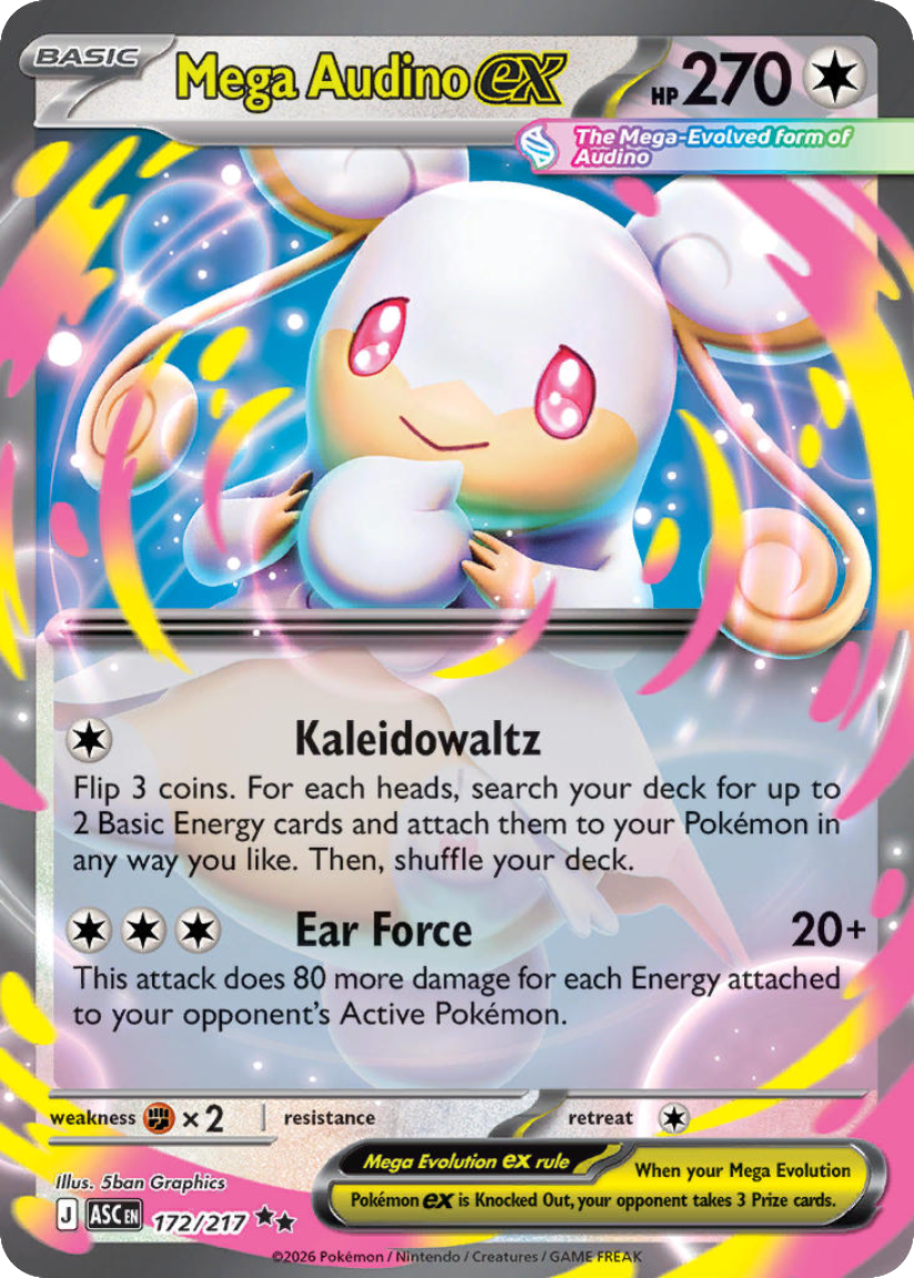 Mega Audino ex - ASC 172/217 (Double Rare) English Ascended Heroes 2026