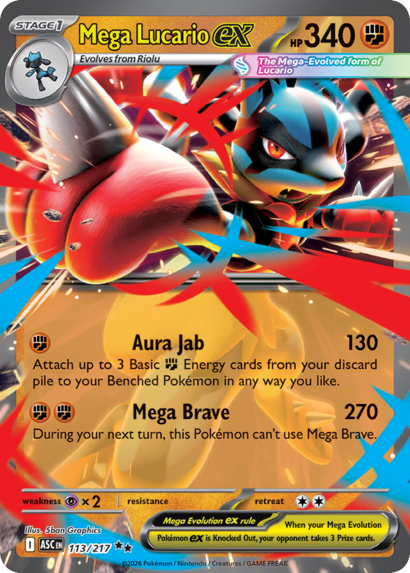 Mega Lucario ex - ASC 113/217 (Double Rare) English Ascended Heroes 2026