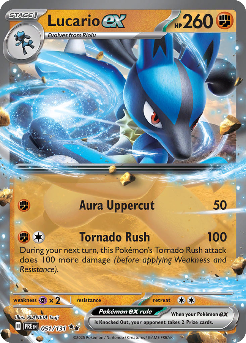Lucario ex - PRE 051/131 (Double Rare) English Prismatic Evolutions 2025