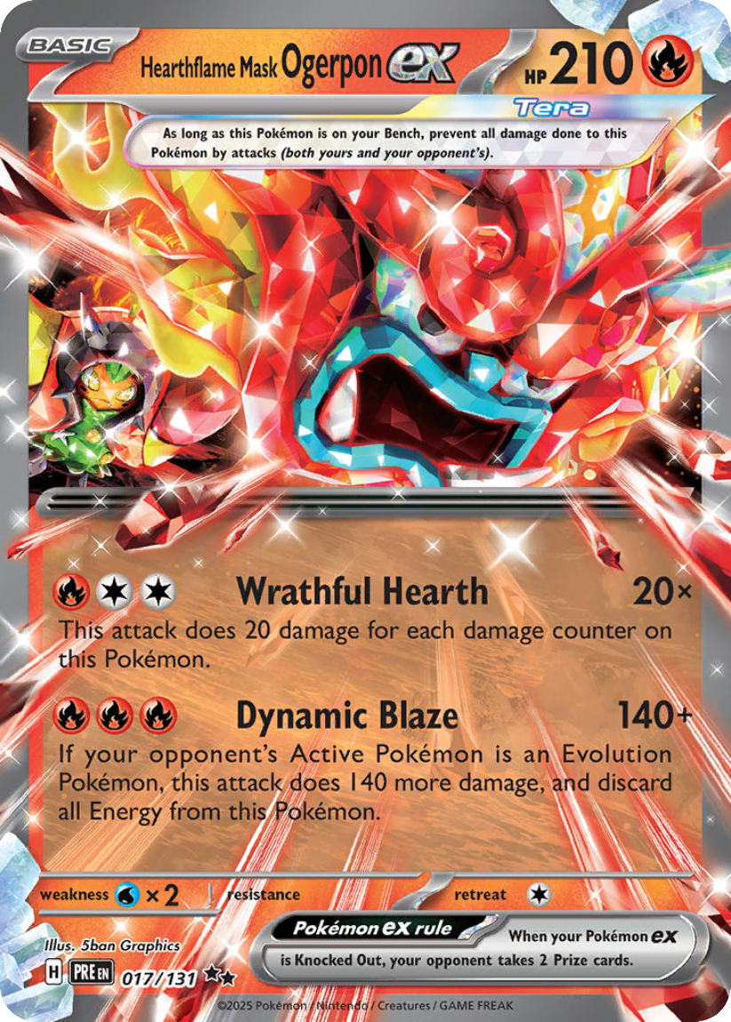 Hearthflame Mask Ogerpon ex - PRE 017/131 (Double Rare) English Prismatic Evolutions 2025