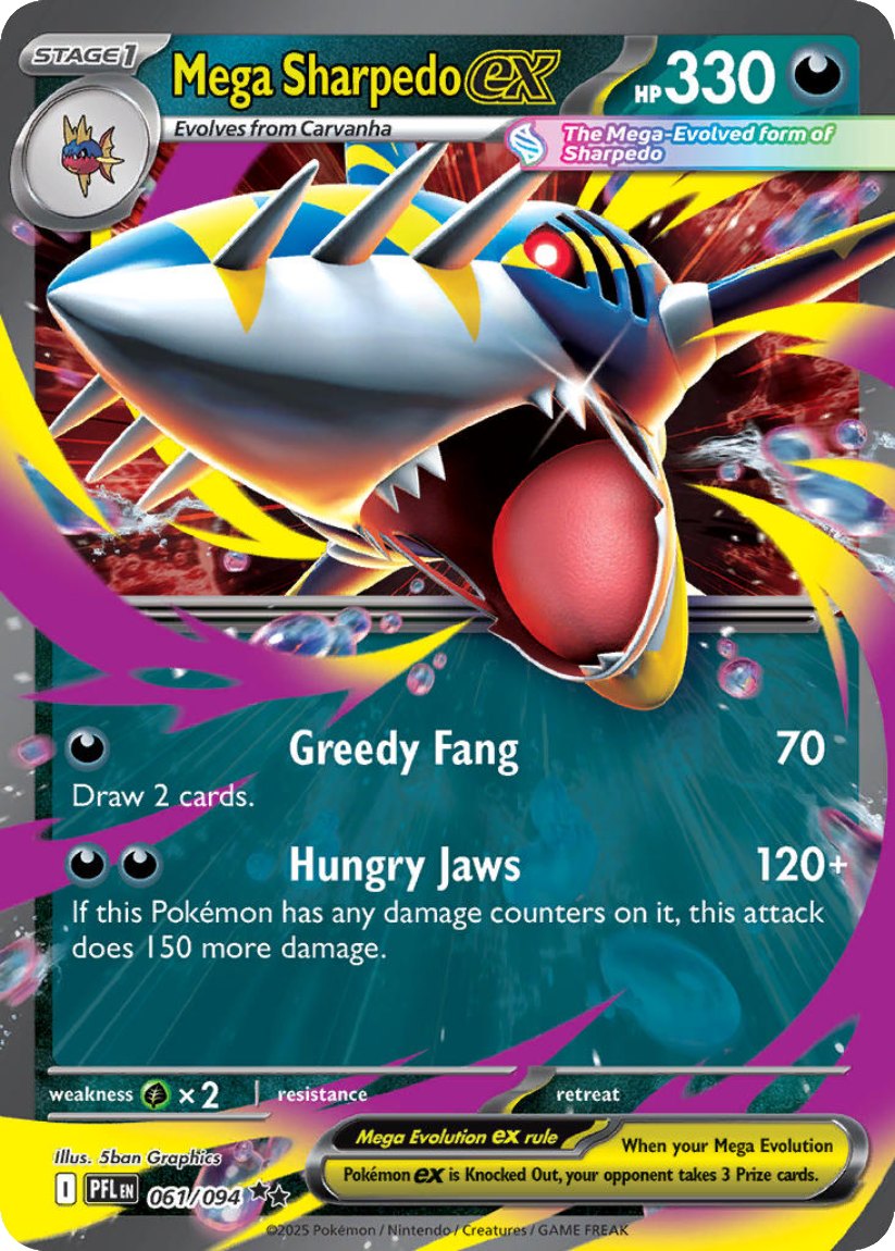 Mega Sharpedo ex - PFL 061/094 (Double Rare) English Phantasmal Flames 2025