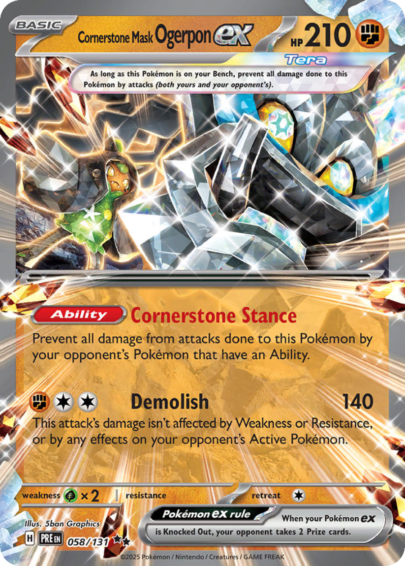 Cornerstone Mask Ogerpon ex - PRE 058/131 (Double Rare) English Prismatic Evolutions 2025