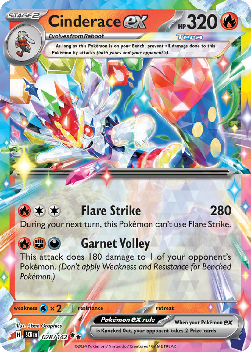 Cinderace ex - SCR 028/142 (Double Rare) English Stellar Crown 2024