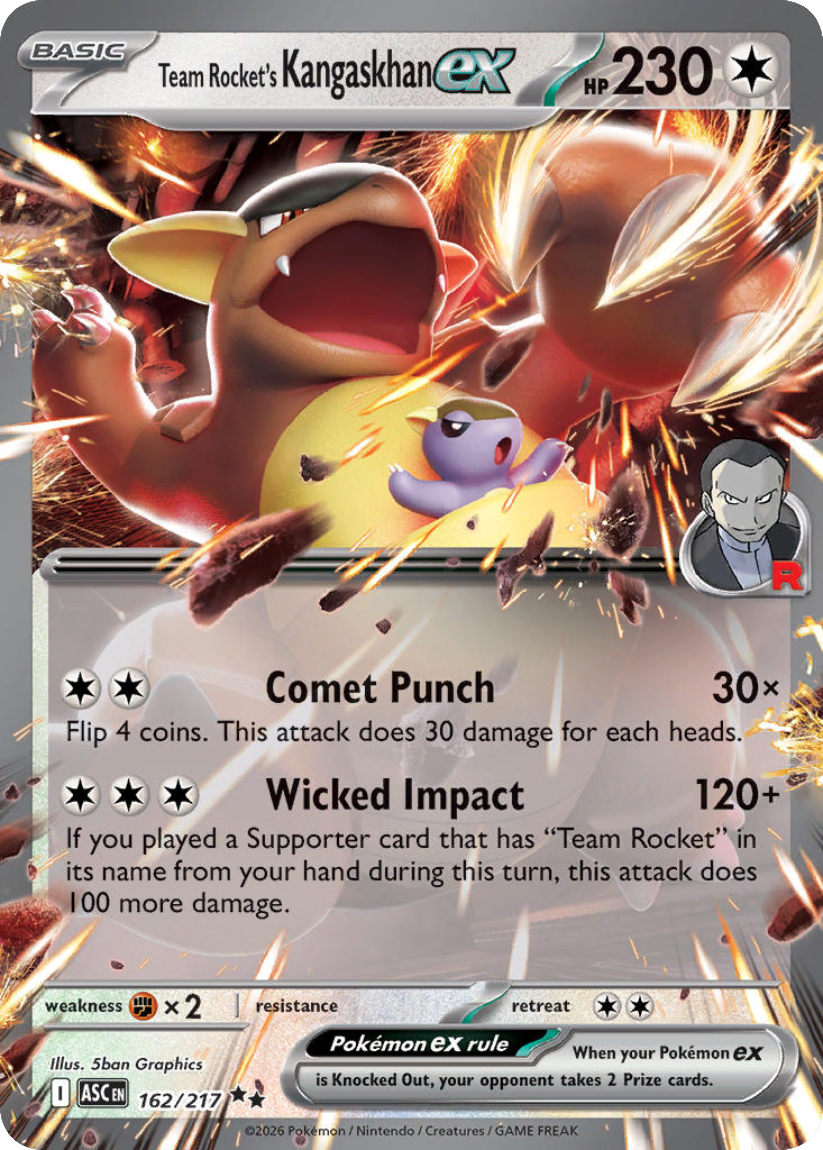 Team Rocket’s Kangaskhan ex - ASC 162/217 (Double Rare) English Ascended Heroes 2026