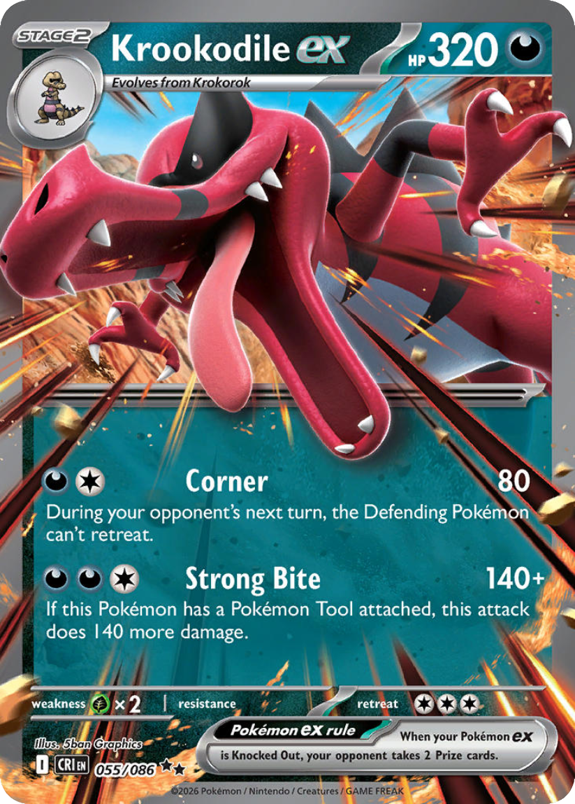 Krookodile ex - CRI 055/086 (Double Rare) English Chaos Rising 2026