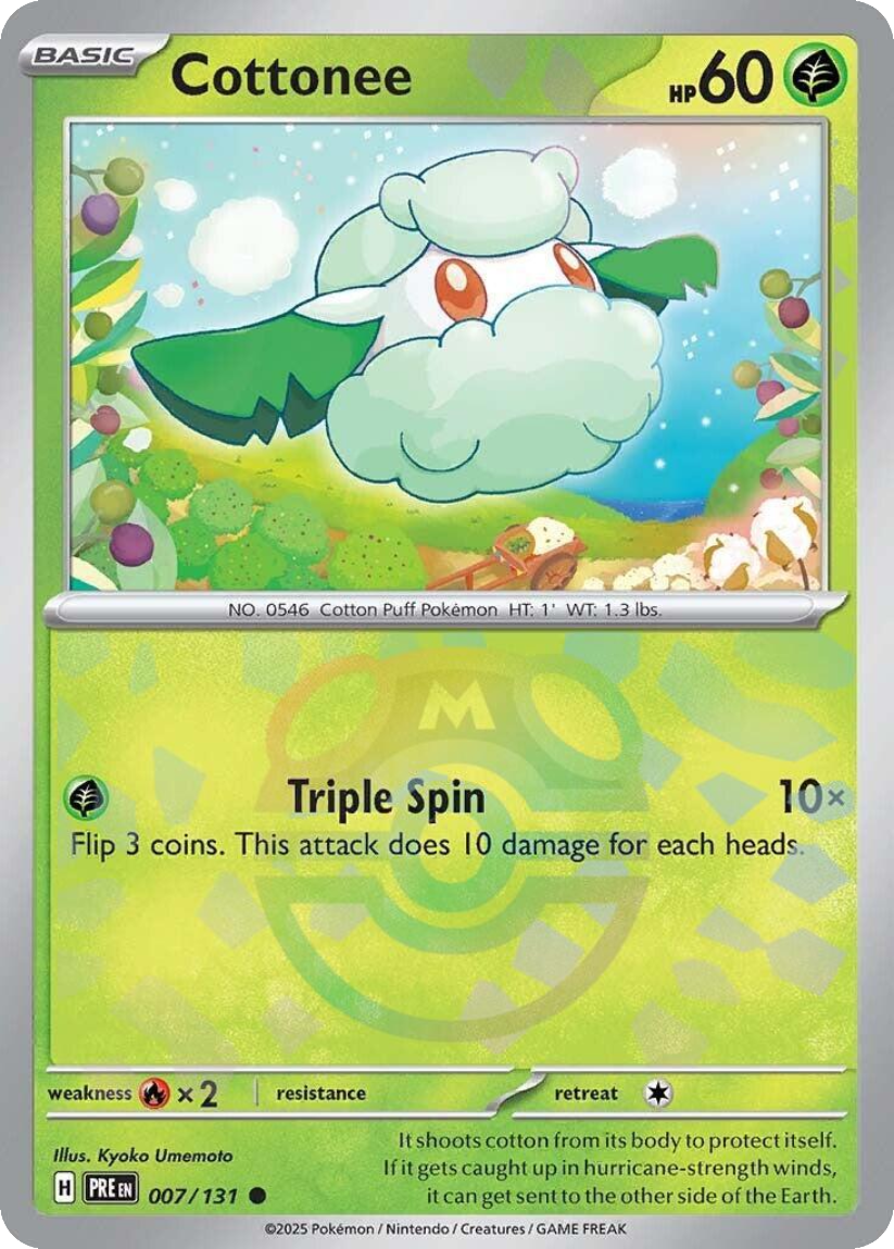Cottonee - PRE 007/131 (Master Ball Reverse Holo) English Prismatic Evolutions 2025