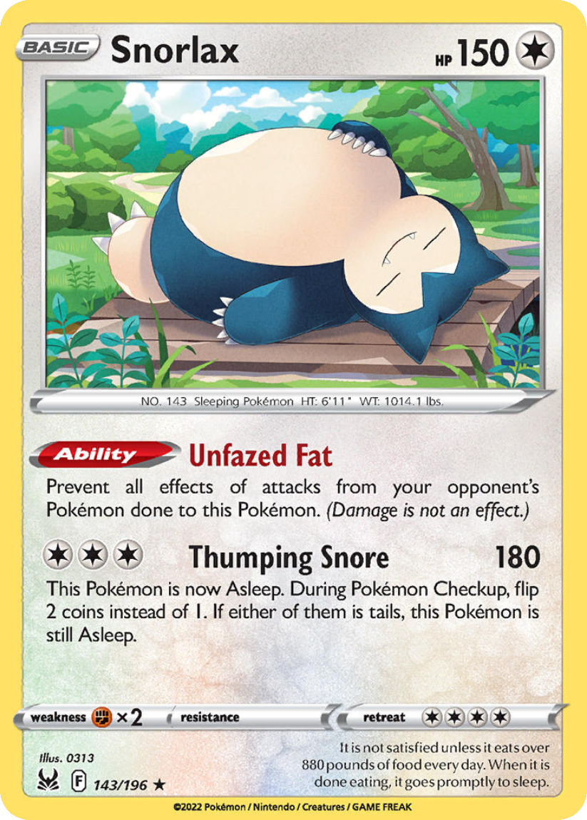Snorlax - LOR 143/196 (Rare Holo) English Lost Origin 2022