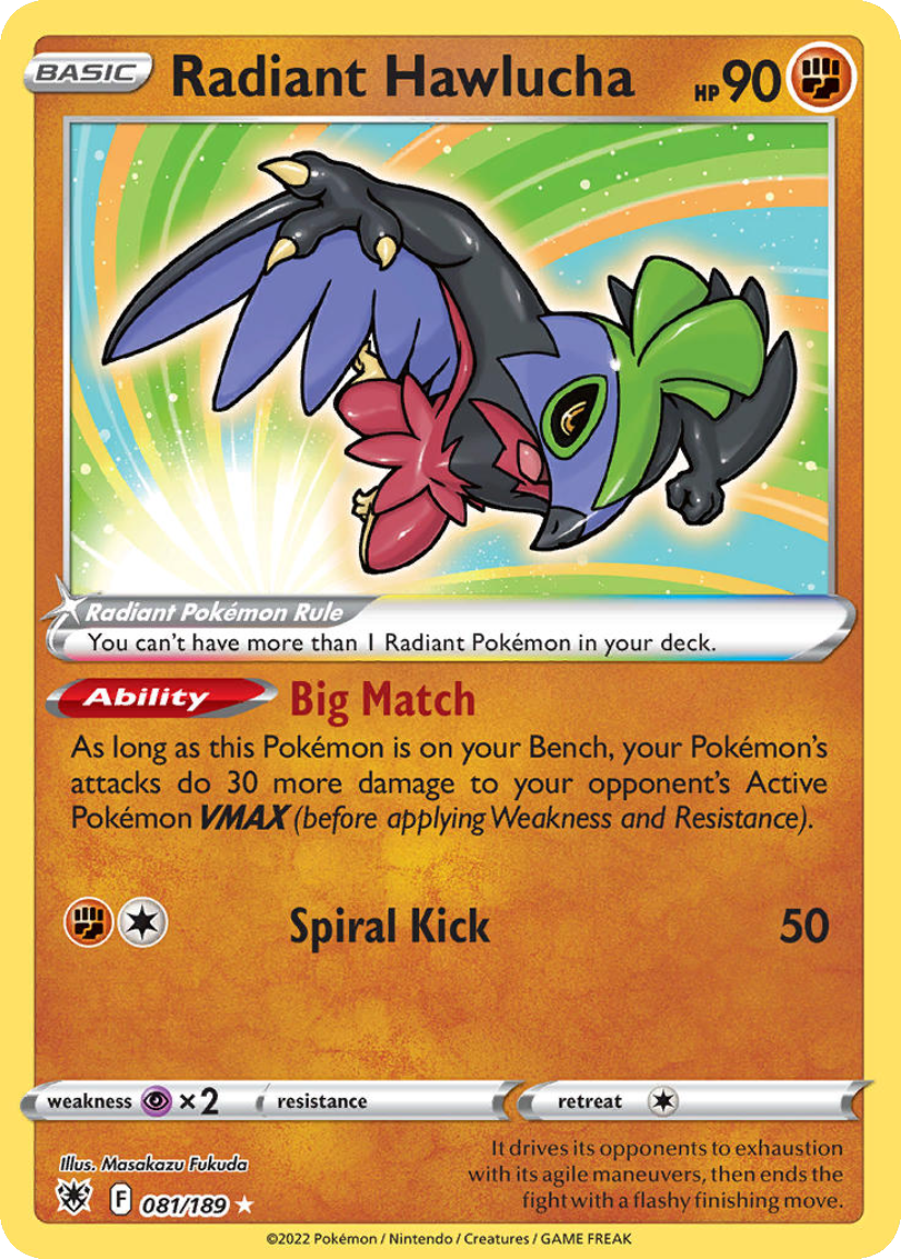 Radiant Hawlucha - ASR 081/196 (Radiant Rare) English Astral Radiance 2022