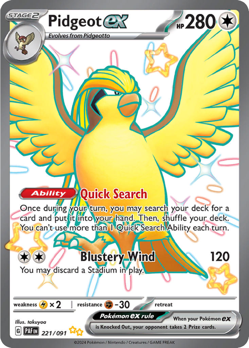 Pidgeot ex - PAF 221/091 (Shiny Ultra Rare) English Paldean Fates 2024