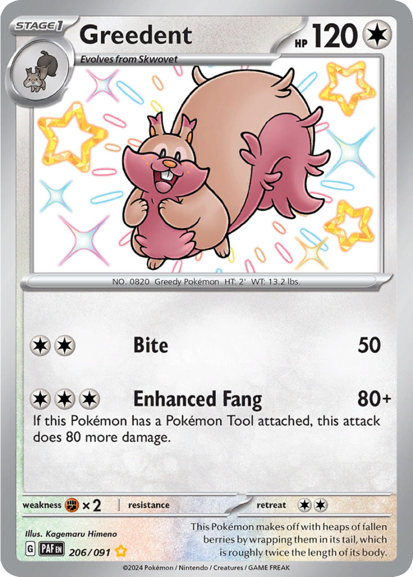 Greedent - PAF 206/091 (Shiny Rare) English Paldean Fates 2024