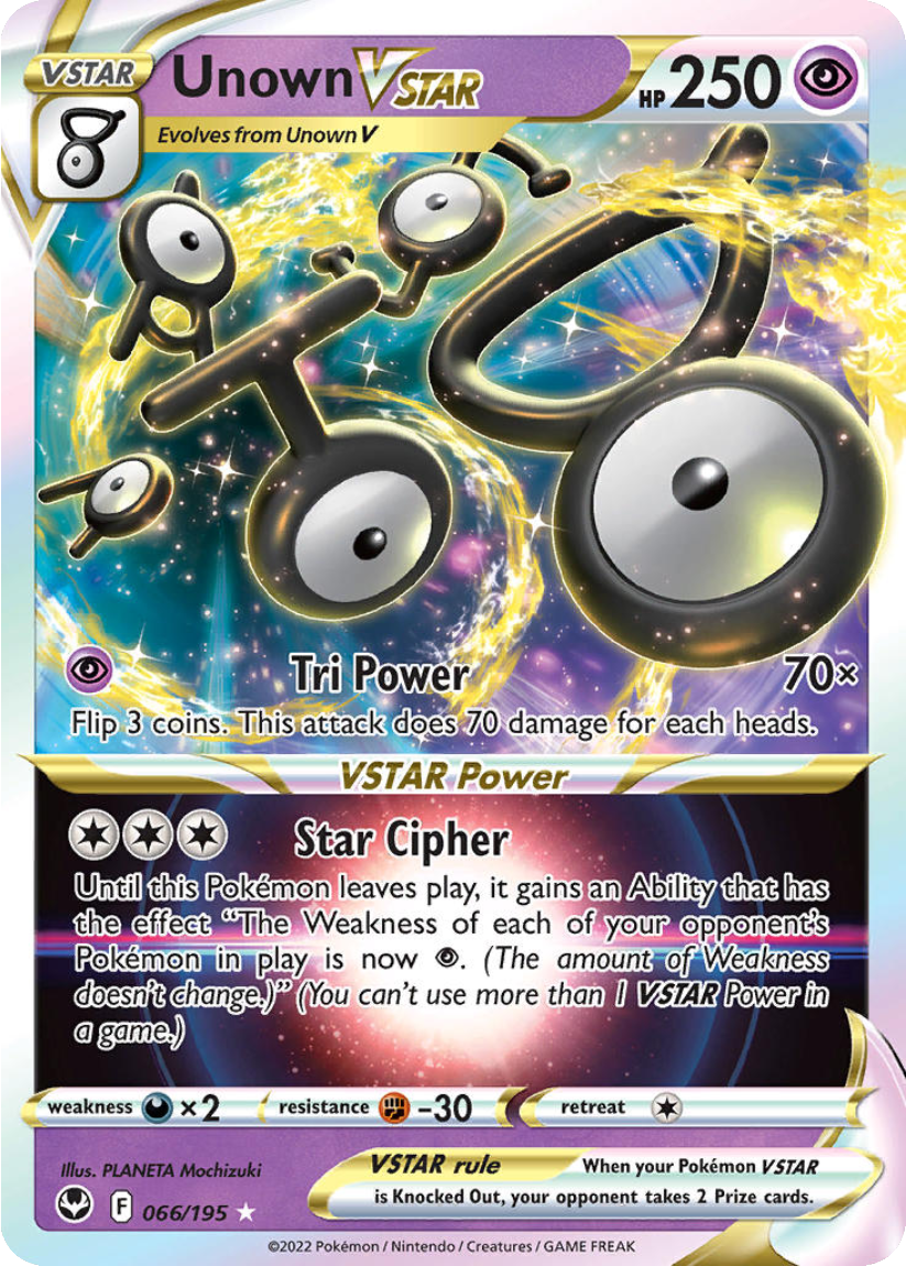 Unown VSTAR - SIT 066/195 (Ultra Rare) English Silver Tempest 2022