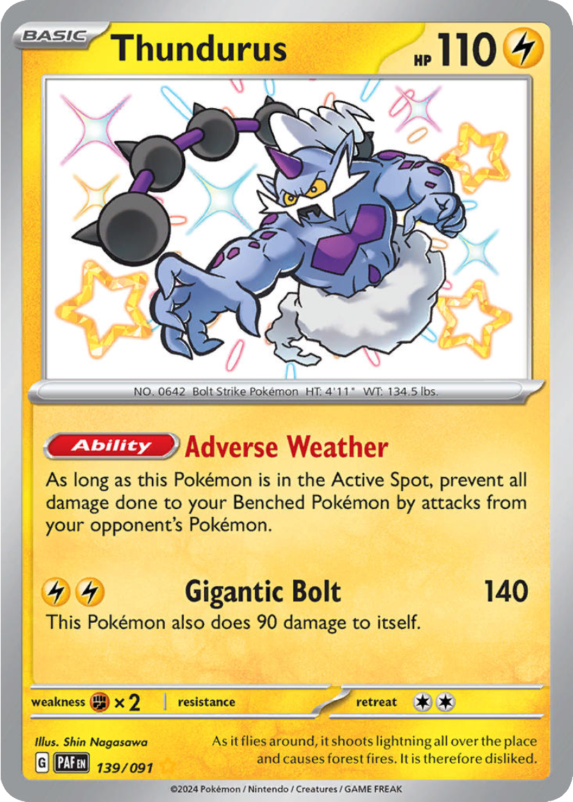Thundurus - PAF 139/091 (Shiny Rare) English Paldean Fates 2024