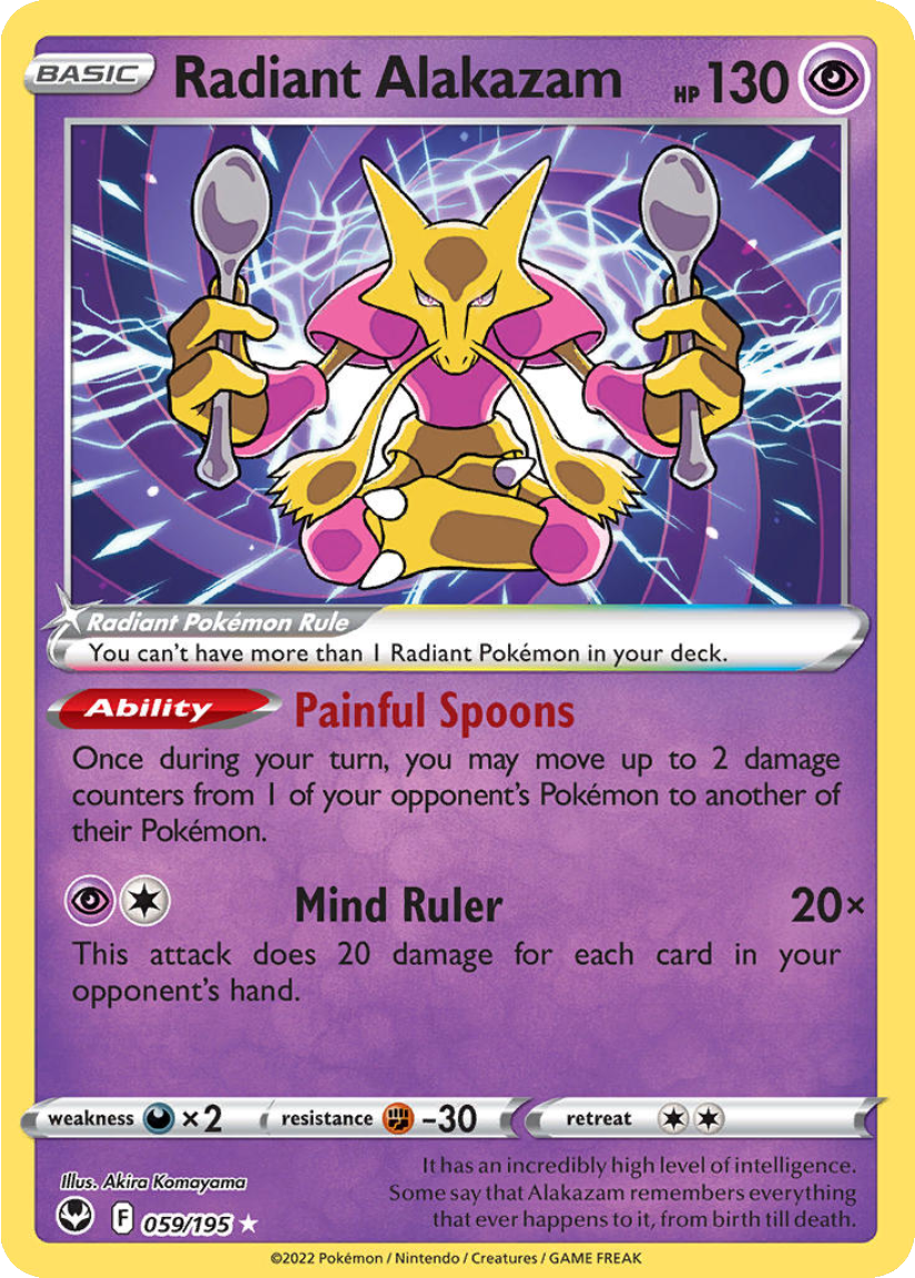 Radiant Alakazam - SIT 059/195 (Radiant Rare) English Silver Tempest 2022