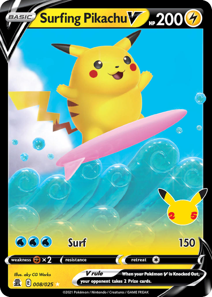 Surfing Pikachu V - CEL 008/025 (Ultra Rare) English Celebrations 2021