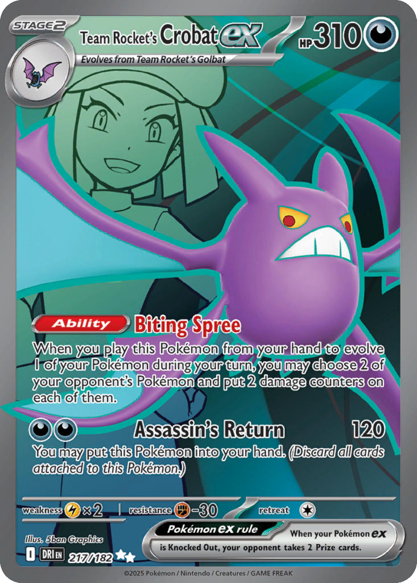 Team Rocket’s Crobat ex 217/182 (Ultra Rare) English DRI Destined Rivals 2025