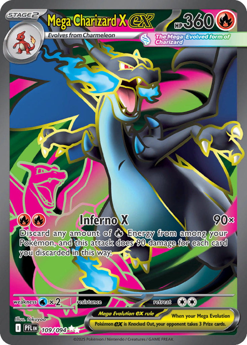 Mega Charizard X ex 109/094 (Ultra Rare) English PFL Phantasmal Flames 2025