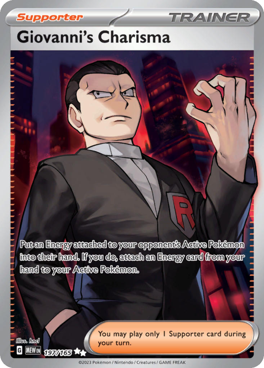 Giovanni’s Charisma - MEW 197/165 (Ultra Rare) English Scarlet & Violet 151 2023