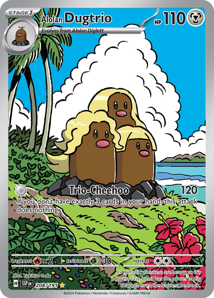 Alolan Dugtrio - SSP 208/191 (Illustration Rare) English Surging Sparks 2024