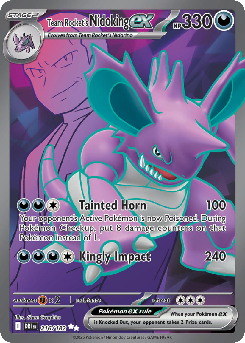 Team Rocket’s Nidoking ex - DRI 216/182 (Ultra Rare) EN Destined Rivals 2025