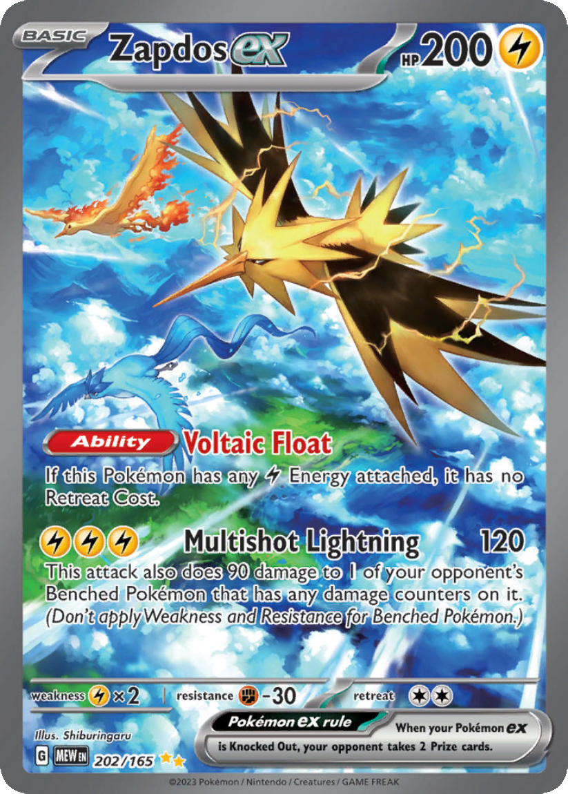 Zapdos ex - MEW 202/165 (Special Illustration Rare) English Scarlet & Violet 151 2023